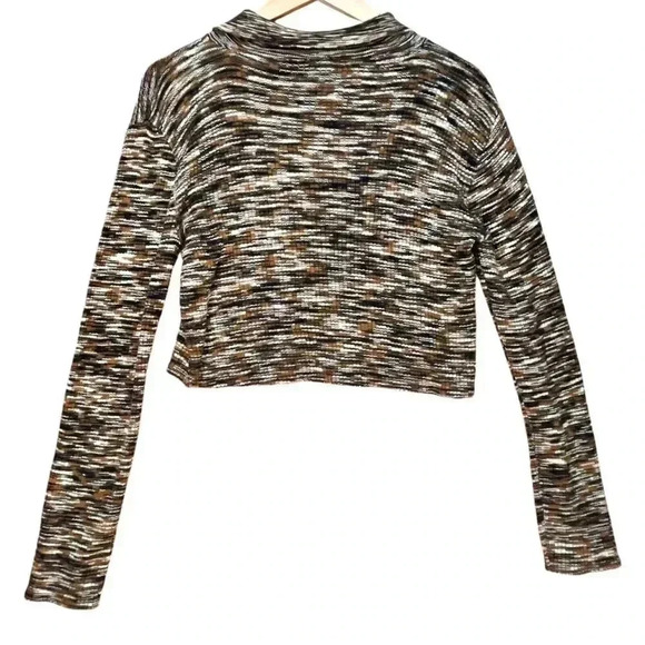 Free People Womens Multicolor Cotton Striped Long Sleeve Collared Crop Sweater M - Picture 2 of 5